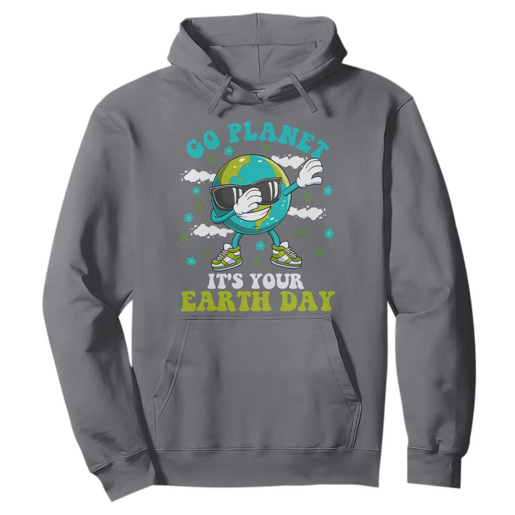 Funny Go Planet It's Your Earth Day Hoodie Dabbing Earth Flower TS11 Charcoal Print Your Wear