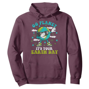 Funny Go Planet It's Your Earth Day Hoodie Dabbing Earth Flower TS11 Maroon Print Your Wear