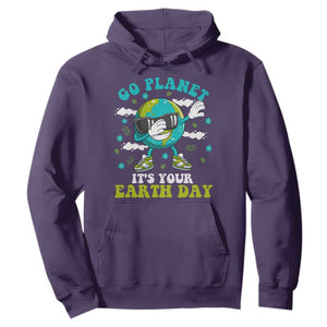Funny Go Planet It's Your Earth Day Hoodie Dabbing Earth Flower TS11 Purple Print Your Wear