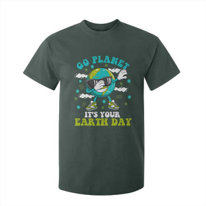 Funny Go Planet It's Your Earth Day T Shirt For Kid Dabbing Earth Flower TS11 Dark Forest Green Print Your Wear