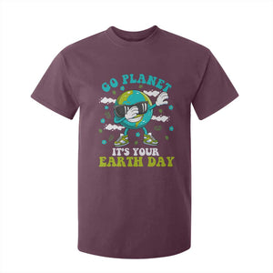 Funny Go Planet It's Your Earth Day T Shirt For Kid Dabbing Earth Flower TS11 Maroon Print Your Wear