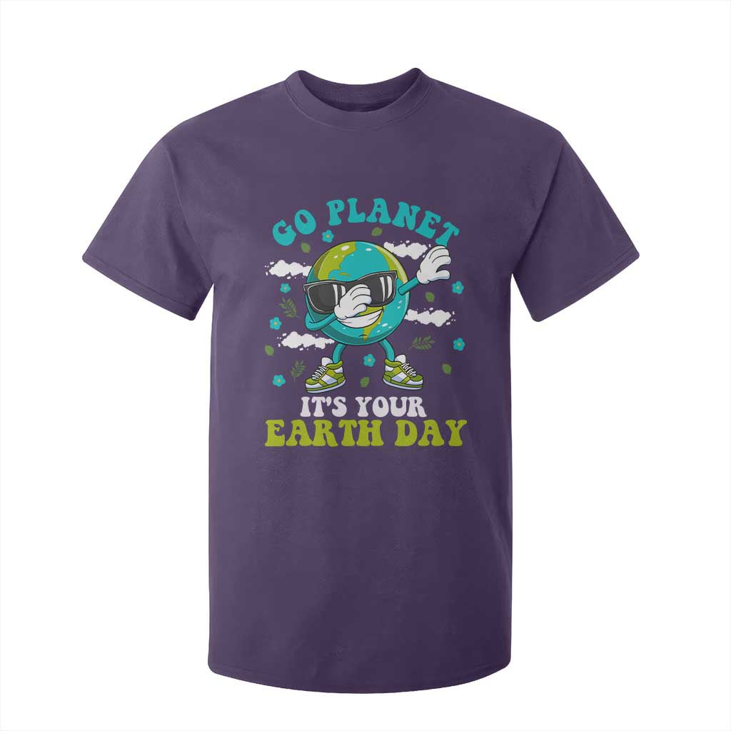 Funny Go Planet It's Your Earth Day T Shirt For Kid Dabbing Earth Flower TS11 Purple Print Your Wear