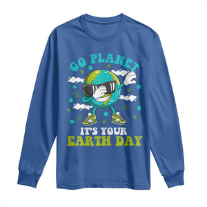 Funny Go Planet It's Your Earth Day Long Sleeve Shirt Dabbing Earth Flower TS11 Royal Blue Print Your Wear