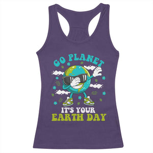 Funny Go Planet It's Your Earth Day Racerback Tank Top Dabbing Earth Flower TS11 Purple Print Your Wear