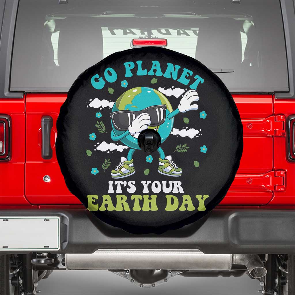 Funny Go Planet It's Your Earth Day Spare Tire Cover Dabbing Earth Flower TS11 Black Print Your Wear