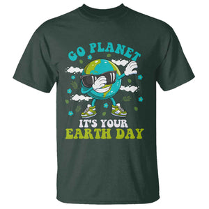 Funny Go Planet It's Your Earth Day T Shirt Dabbing Earth Flower TS11 Dark Forest Green Print Your Wear