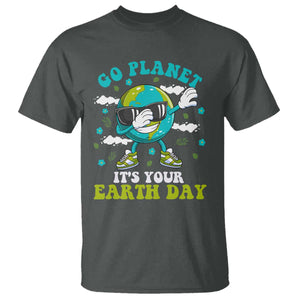Funny Go Planet It's Your Earth Day T Shirt Dabbing Earth Flower TS11 Dark Heather Print Your Wear