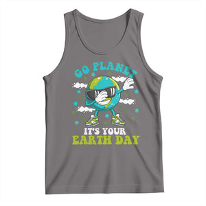 Funny Go Planet It's Your Earth Day Tank Top Dabbing Earth Flower TS11 Deep Heather Print Your Wear