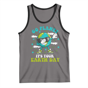 Funny Go Planet It's Your Earth Day Tank Top Dabbing Earth Flower TS11 Deep Heather Black Print Your Wear