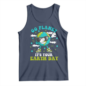 Funny Go Planet It's Your Earth Day Tank Top Dabbing Earth Flower TS11 Navy Print Your Wear
