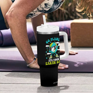 Funny Go Planet It's Your Earth Day Tumbler With Handle Dabbing Earth Flower TS11 Print Your Wear