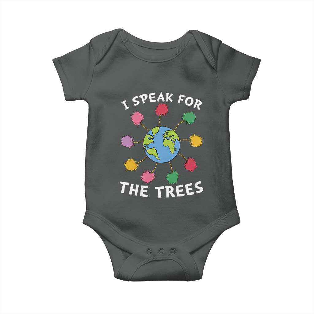Funny Earth Day I Speak For The Trees Planet Baby Onesie Hippie TS11 Dark Heather Print Your Wear