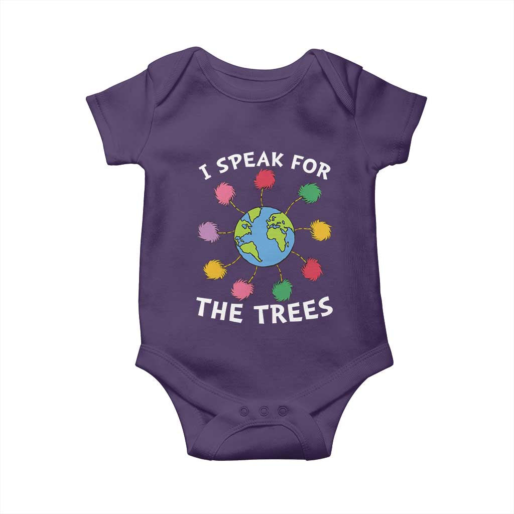 Funny Earth Day I Speak For The Trees Planet Baby Onesie Hippie TS11 Purple Print Your Wear