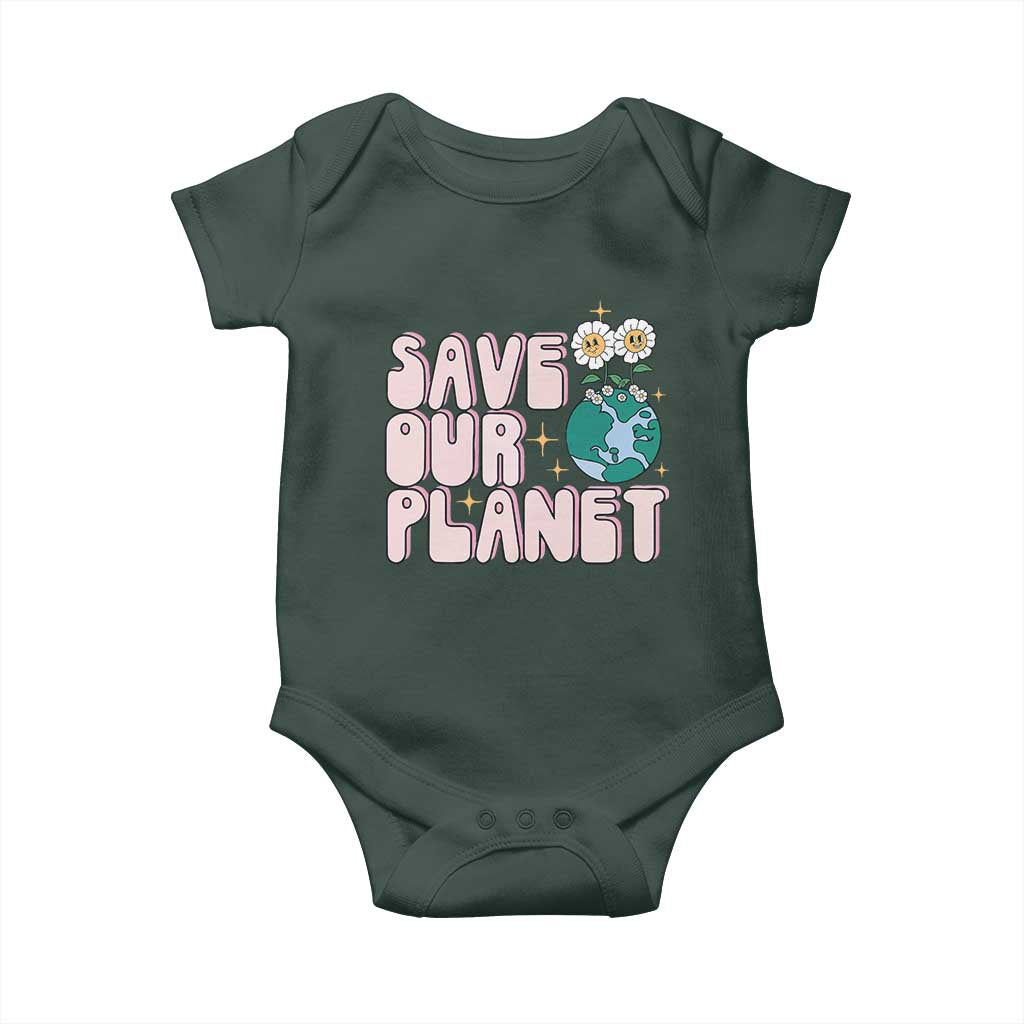 Earth Day Save Our Planet Baby Onesie Cute Retro Groove Flower TS11 Print Your Wear