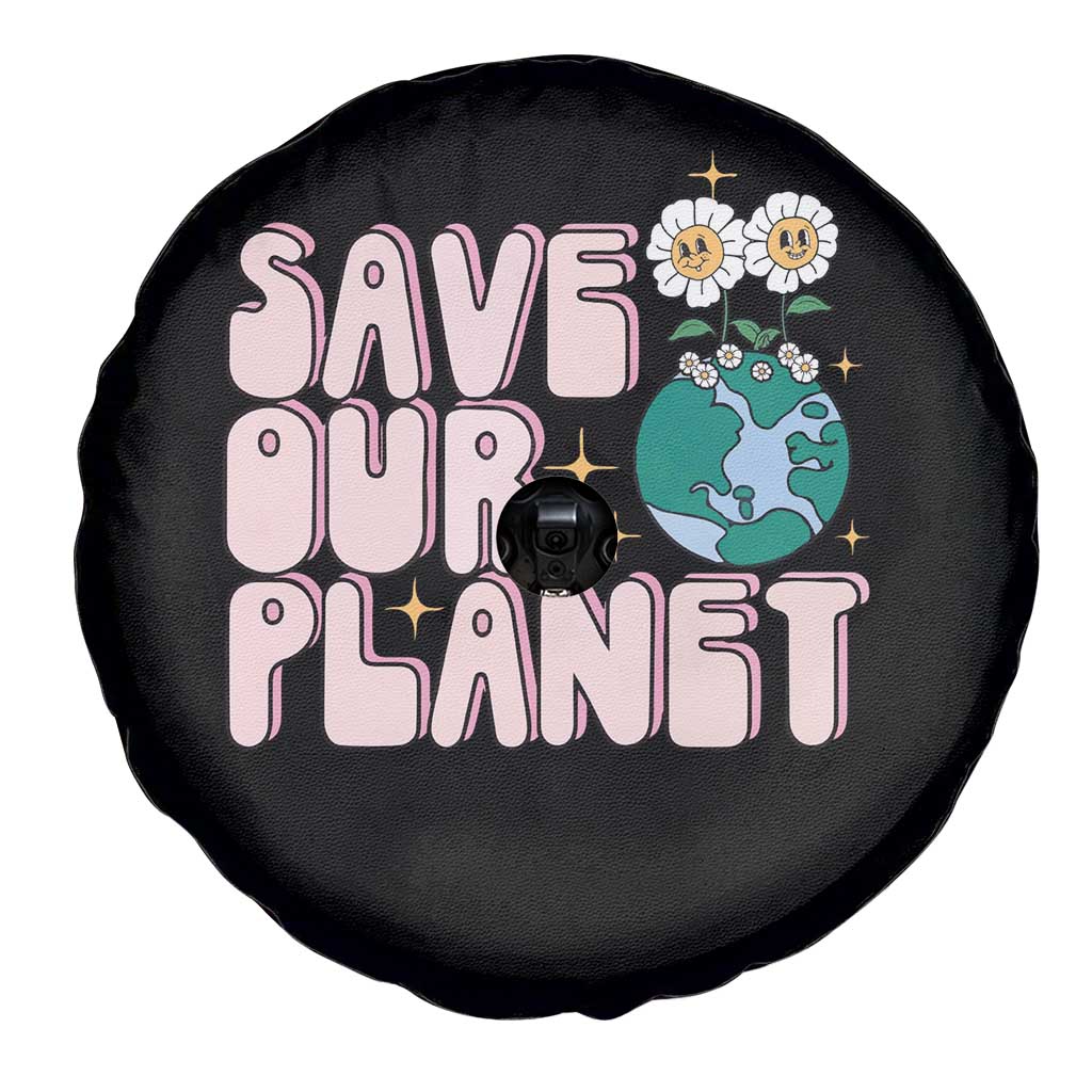 Earth Day Save Our Planet Spare Tire Cover Cute Retro Groove Flower TS11 Print Your Wear