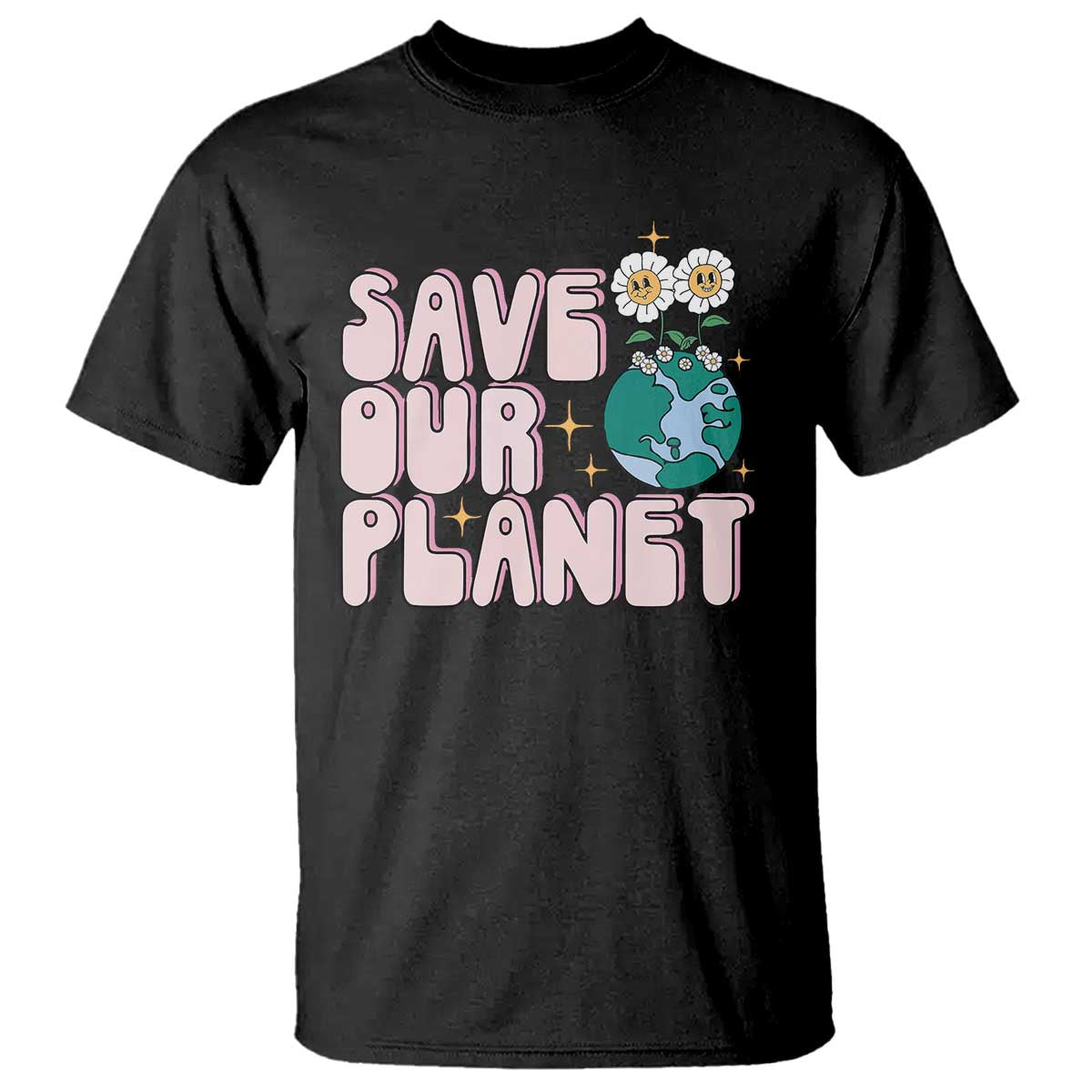 Earth Day Save Our Planet T Shirt Cute Retro Groove Flower TS11 Black Print Your Wear