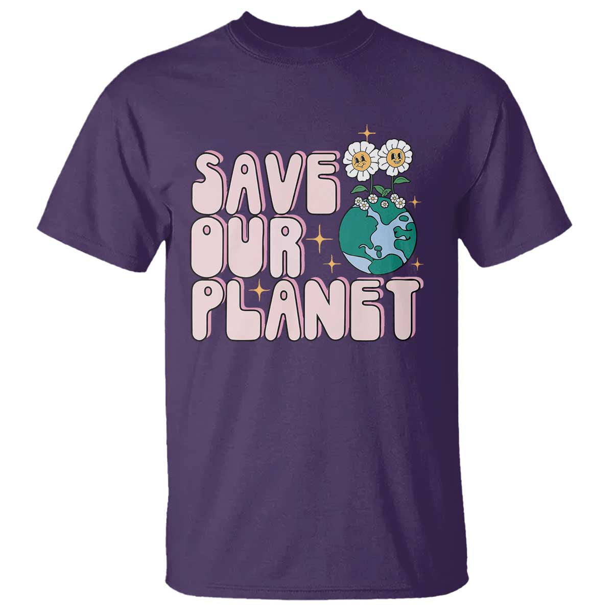Earth Day Save Our Planet T Shirt Cute Retro Groove Flower TS11 Purple Print Your Wear