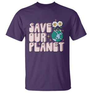Earth Day Save Our Planet T Shirt Cute Retro Groove Flower TS11 Purple Print Your Wear