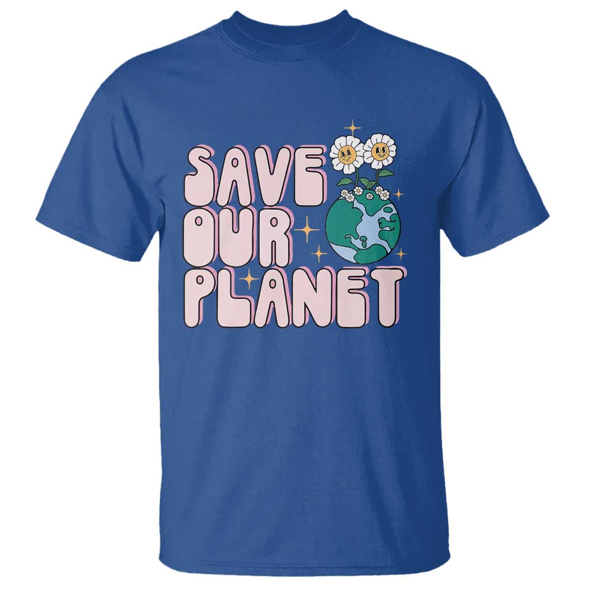 Earth Day Save Our Planet T Shirt Cute Retro Groove Flower TS11 Royal Blue Print Your Wear