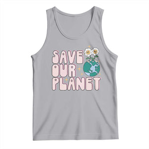 Earth Day Save Our Planet Tank Top Cute Retro Groove Flower TS11 Athletic Heather Print Your Wear