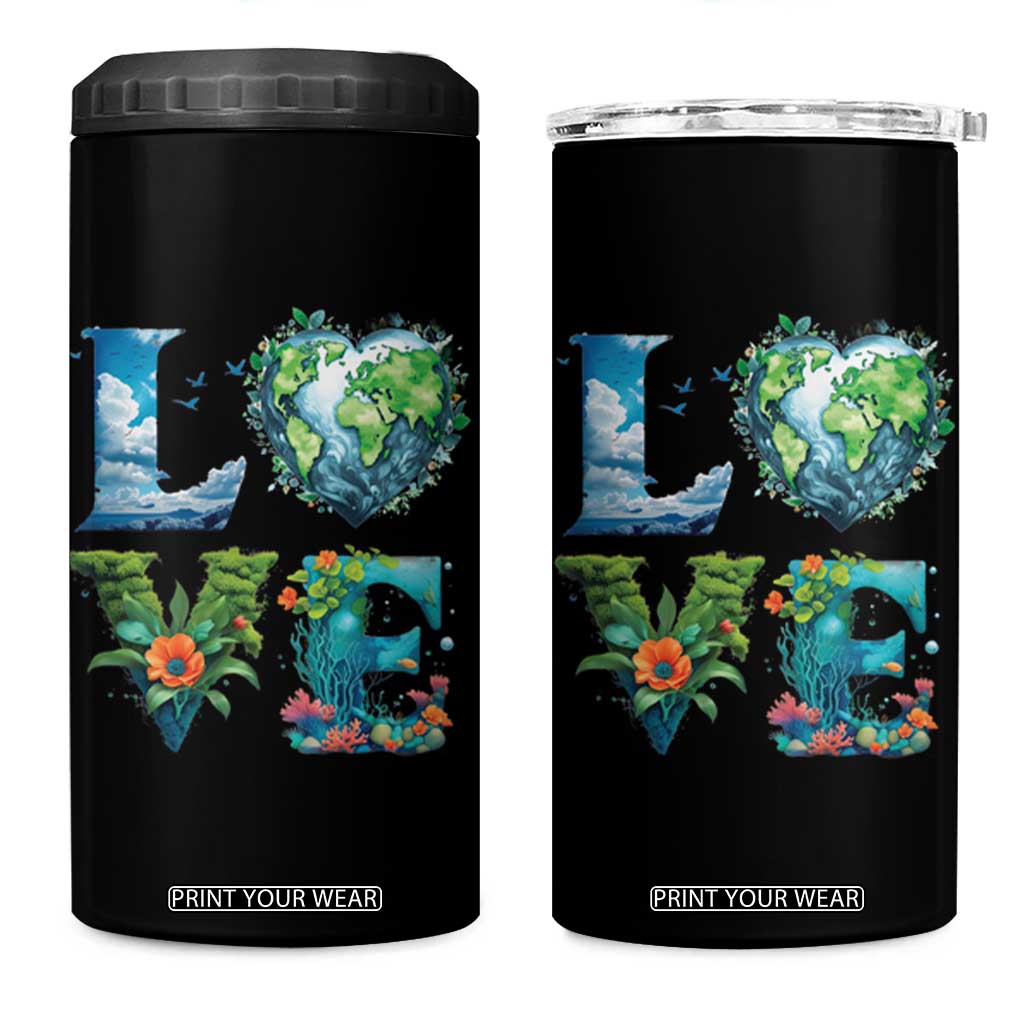 LOVE Planet Nature Anniversary Earth Day 4 in 1 Can Cooler Tumbler TS11 One Size: 16 oz Black Print Your Wear