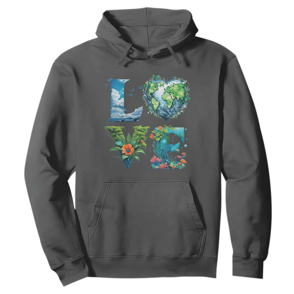 LOVE Planet Nature Anniversary Earth Day Hoodie TS11 Dark Heather Print Your Wear