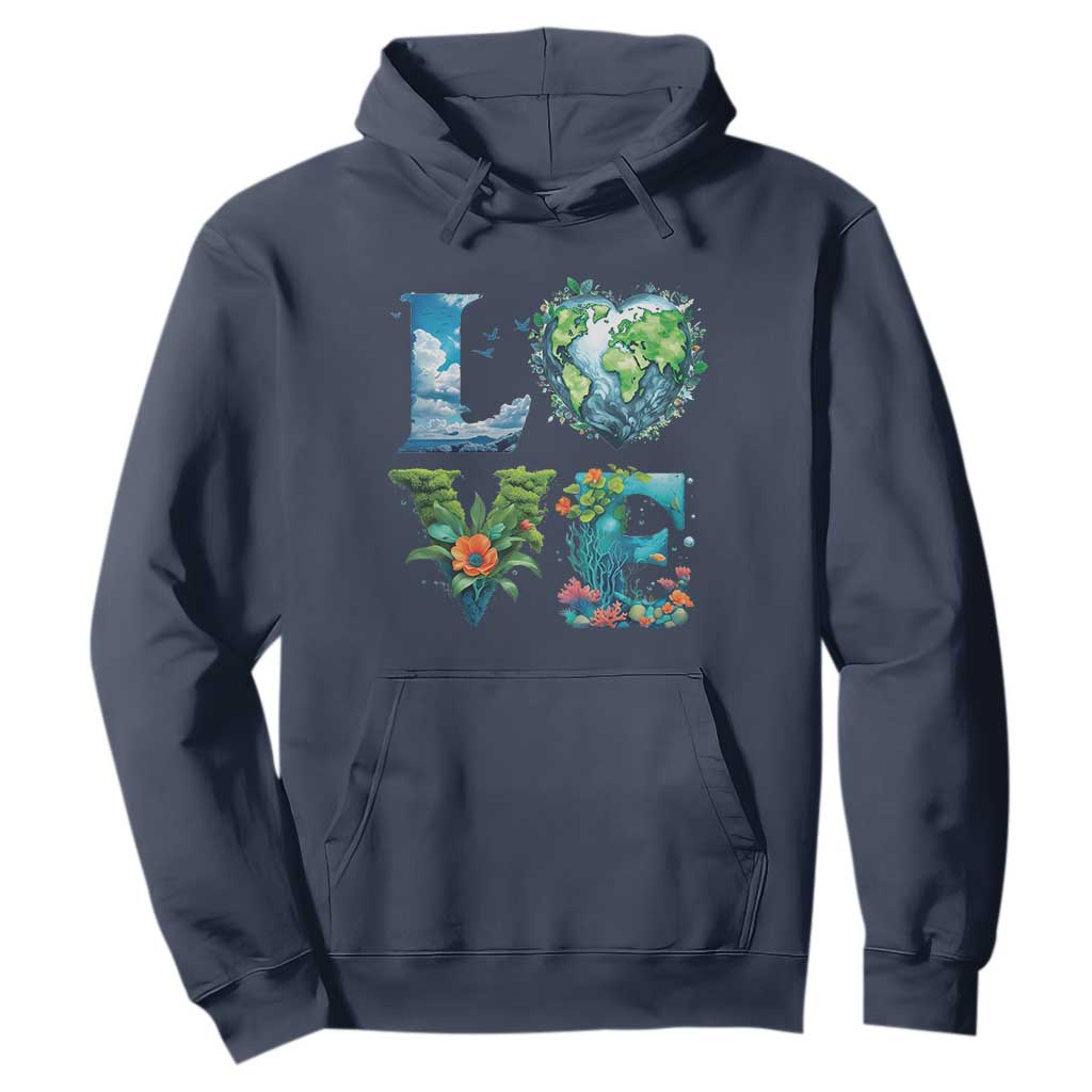 LOVE Planet Nature Anniversary Earth Day Hoodie TS11 Navy Print Your Wear