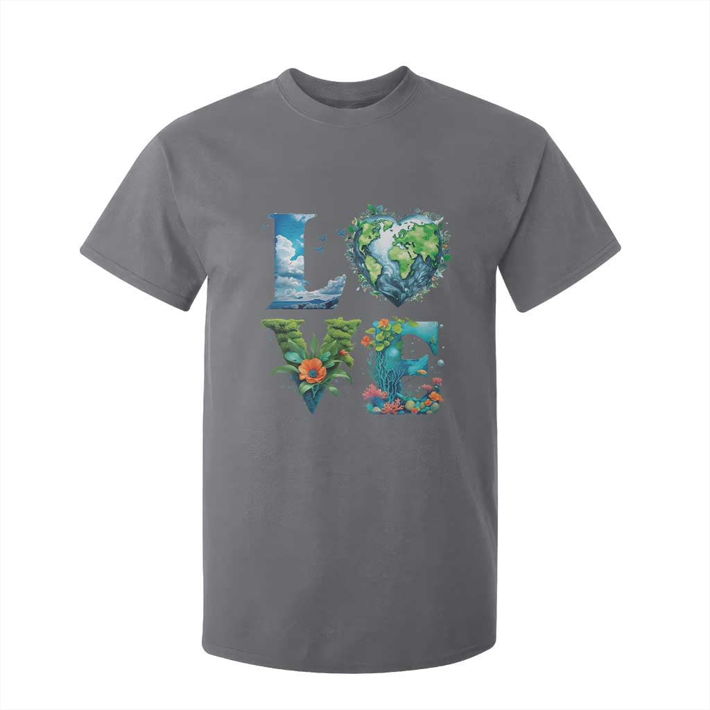 LOVE Planet Nature Anniversary Earth Day T Shirt For Kid TS11 Charcoal Print Your Wear