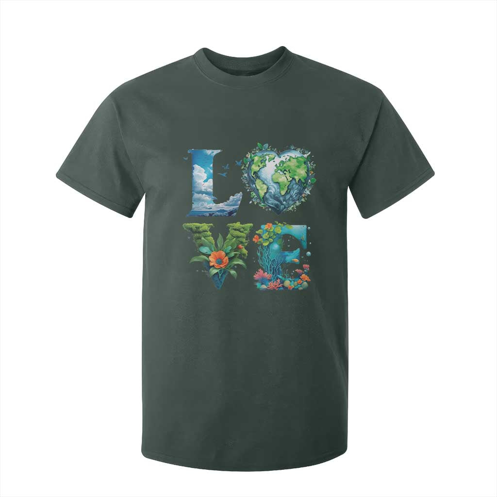 LOVE Planet Nature Anniversary Earth Day T Shirt For Kid TS11 Dark Forest Green Print Your Wear