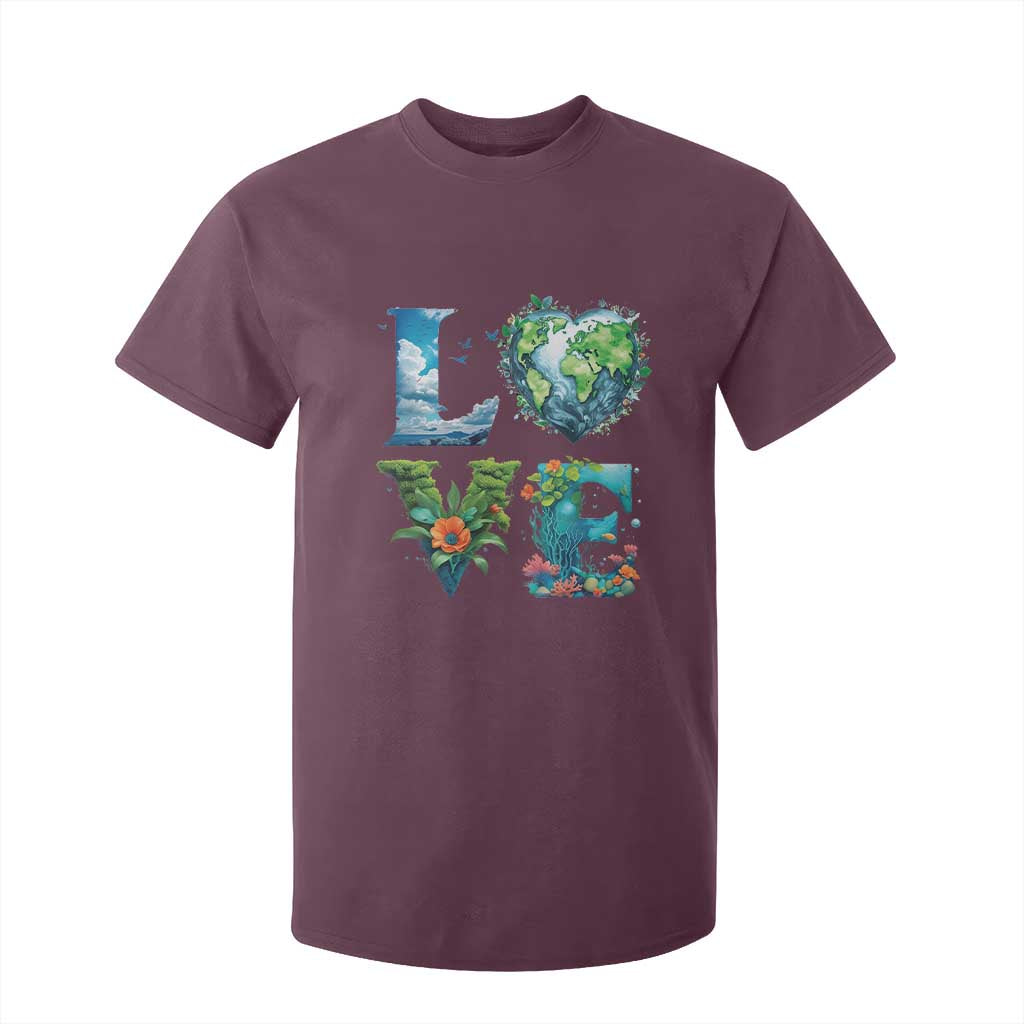LOVE Planet Nature Anniversary Earth Day T Shirt For Kid TS11 Maroon Print Your Wear