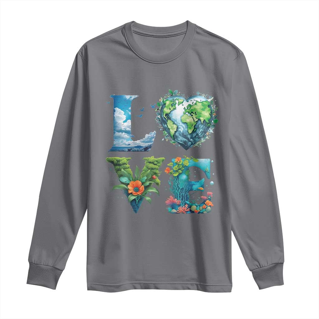LOVE Planet Nature Anniversary Earth Day Long Sleeve Shirt TS11 Charcoal Print Your Wear