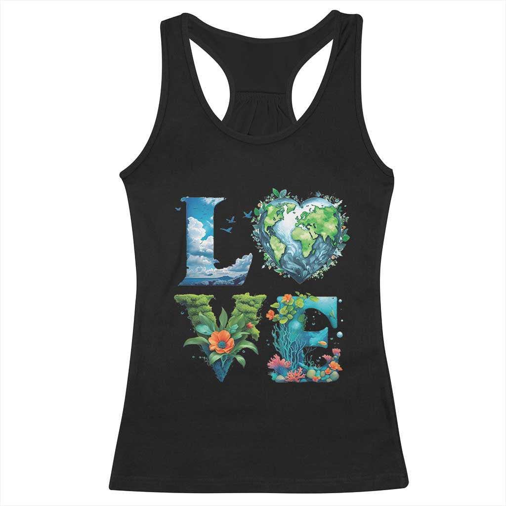 LOVE Planet Nature Anniversary Earth Day Racerback Tank Top TS11 Black Print Your Wear