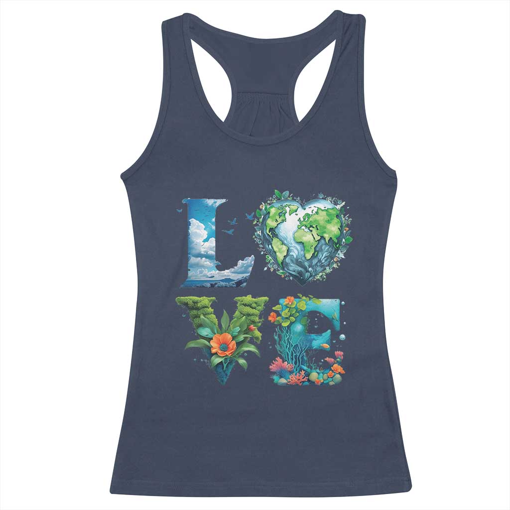 LOVE Planet Nature Anniversary Earth Day Racerback Tank Top TS11 Navy Print Your Wear