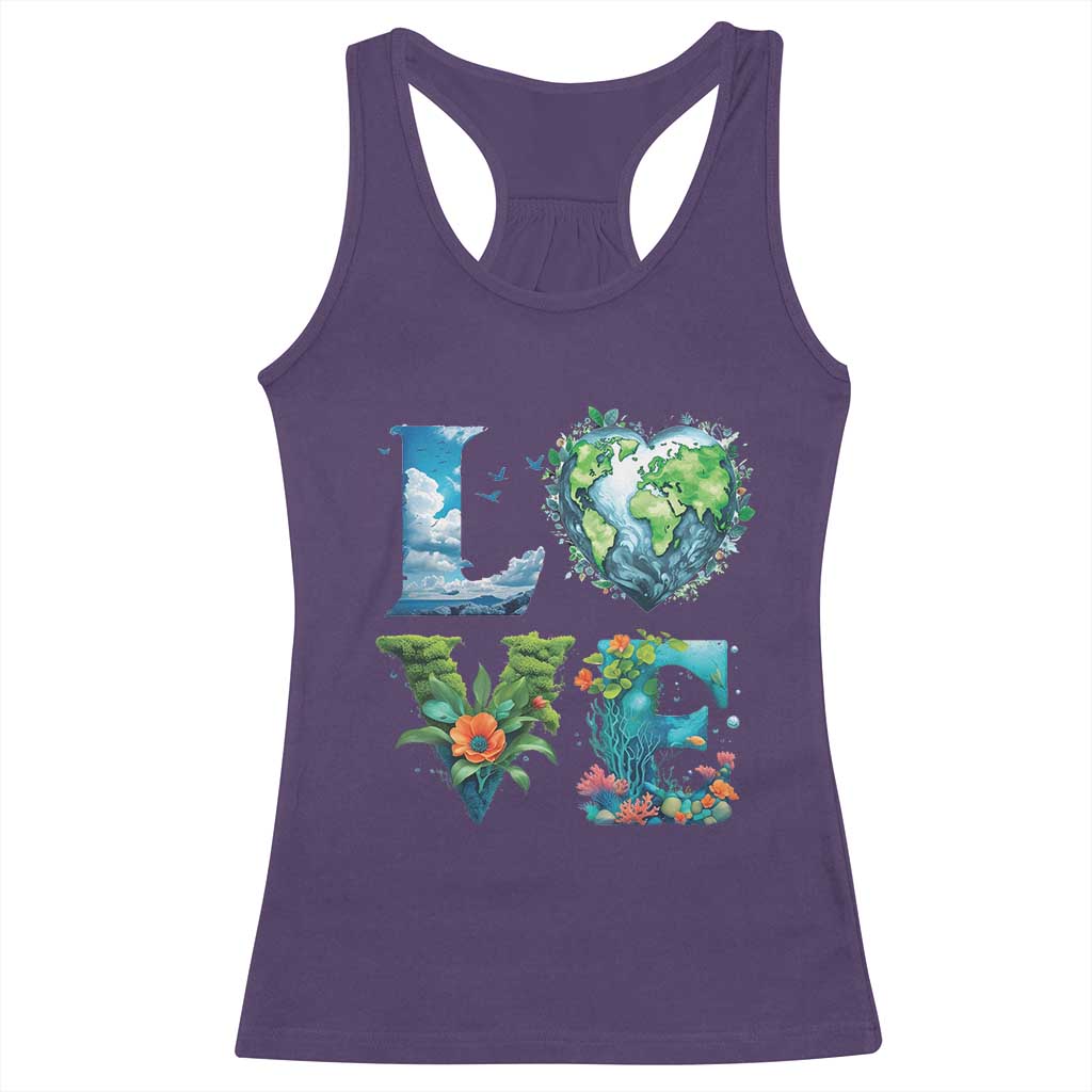 LOVE Planet Nature Anniversary Earth Day Racerback Tank Top TS11 Purple Print Your Wear