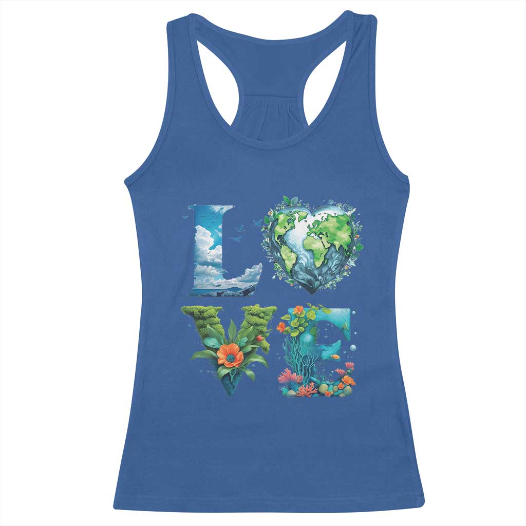 LOVE Planet Nature Anniversary Earth Day Racerback Tank Top TS11 Royal Blue Print Your Wear