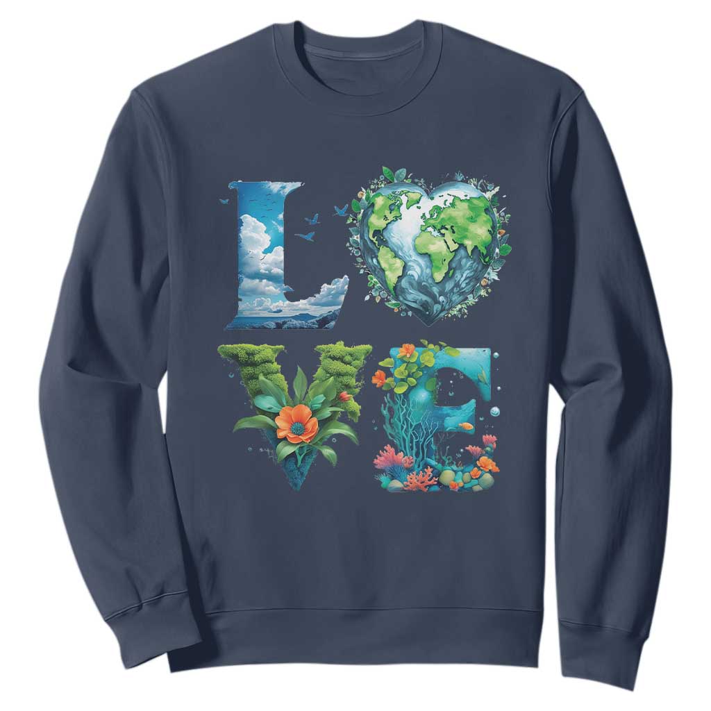 LOVE Planet Nature Anniversary Earth Day Sweatshirt TS11 Navy Print Your Wear