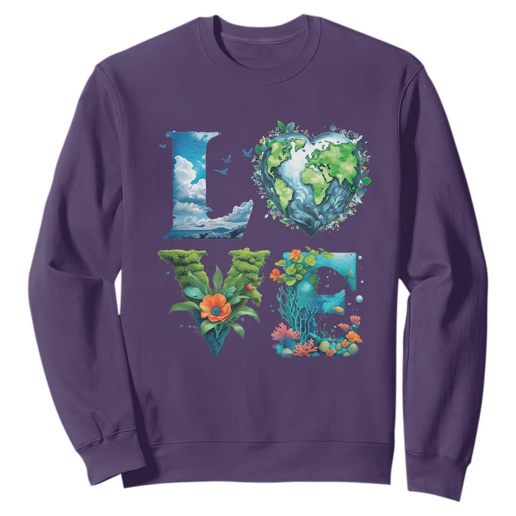 LOVE Planet Nature Anniversary Earth Day Sweatshirt TS11 Purple Print Your Wear