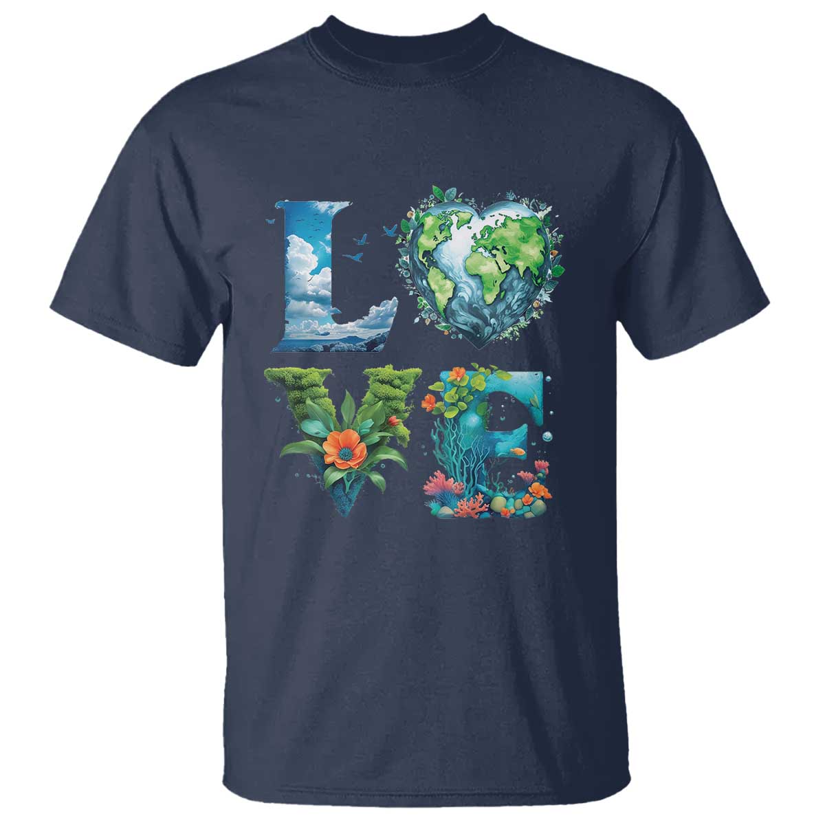 LOVE Planet Nature Anniversary Earth Day T Shirt TS11 Navy Print Your Wear