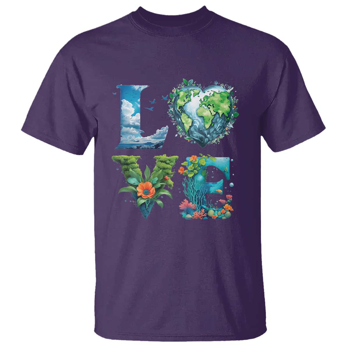 LOVE Planet Nature Anniversary Earth Day T Shirt TS11 Purple Print Your Wear