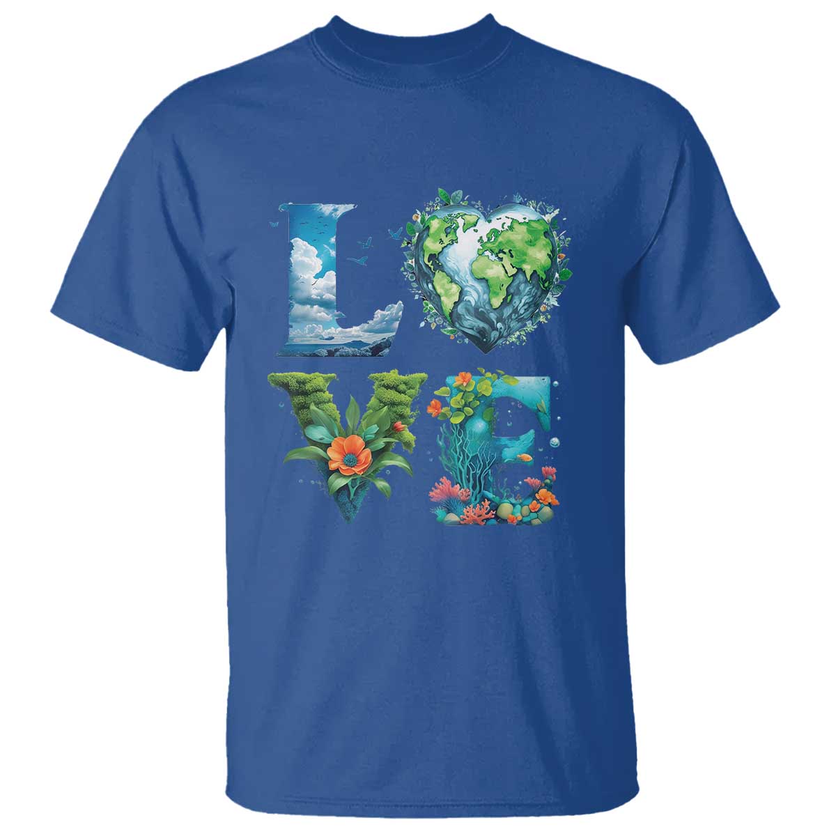LOVE Planet Nature Anniversary Earth Day T Shirt TS11 Royal Blue Print Your Wear