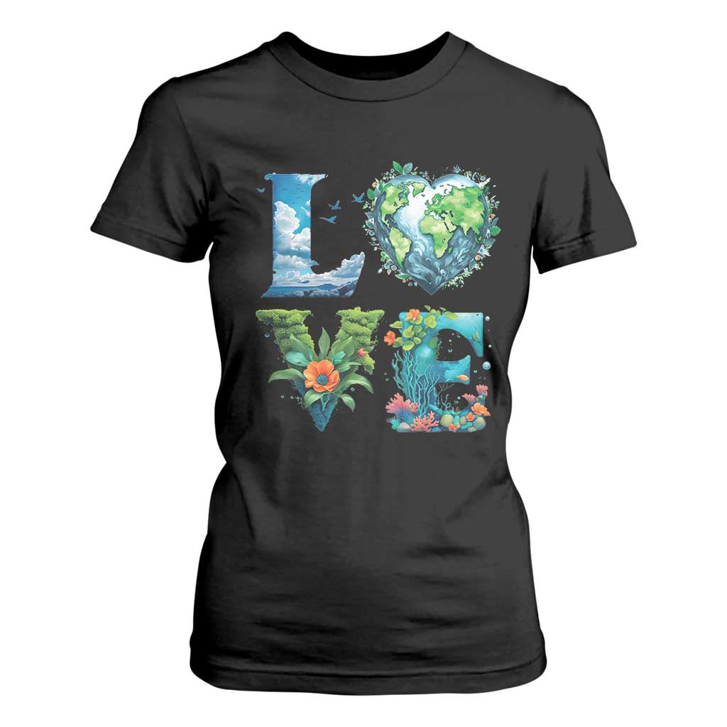 LOVE Planet Nature Anniversary Earth Day T Shirt For Women TS11 Black Print Your Wear