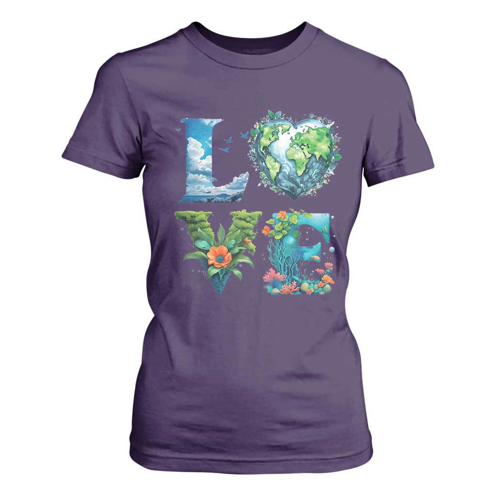 LOVE Planet Nature Anniversary Earth Day T Shirt For Women TS11 Purple Print Your Wear