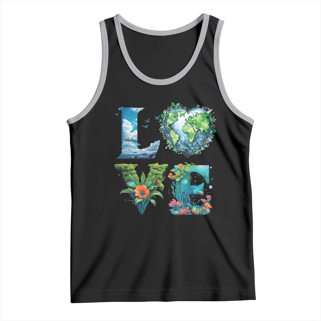 LOVE Planet Nature Anniversary Earth Day Tank Top TS11 Black Athletic Heather Print Your Wear