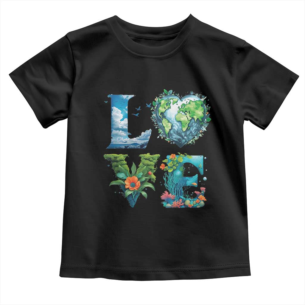 LOVE Planet Nature Anniversary Earth Day Toddler T Shirt TS11 Black Print Your Wear
