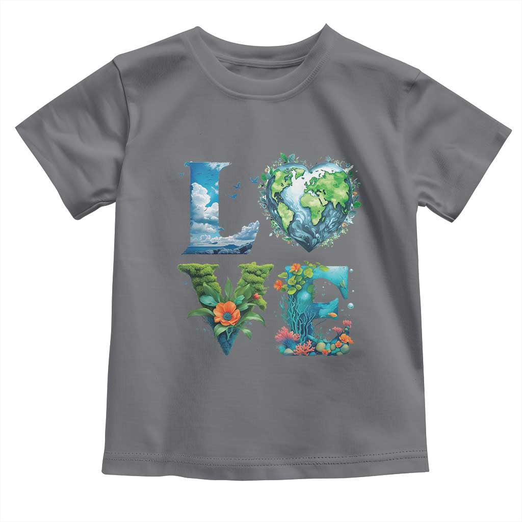 LOVE Planet Nature Anniversary Earth Day Toddler T Shirt TS11 Charcoal Print Your Wear
