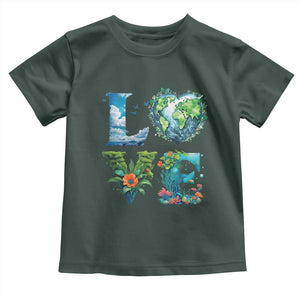 LOVE Planet Nature Anniversary Earth Day Toddler T Shirt TS11 Dark Forest Green Print Your Wear