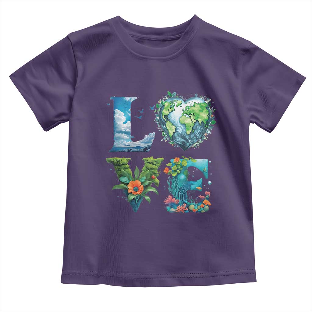 LOVE Planet Nature Anniversary Earth Day Toddler T Shirt TS11 Purple Print Your Wear
