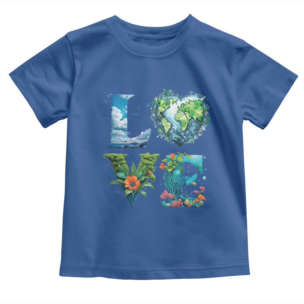 LOVE Planet Nature Anniversary Earth Day Toddler T Shirt TS11 Royal Blue Print Your Wear