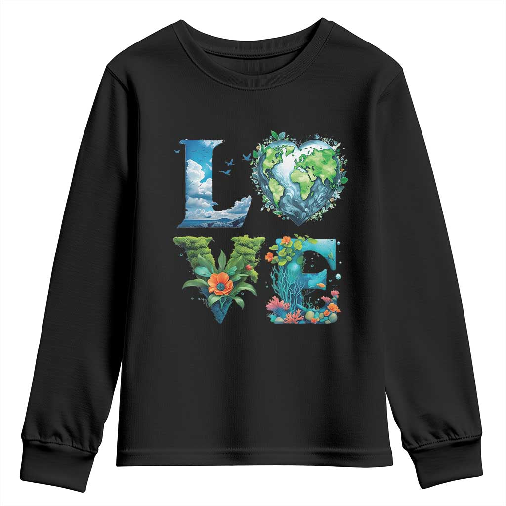 LOVE Planet Nature Anniversary Earth Day Youth Sweatshirt TS11 Black Print Your Wear