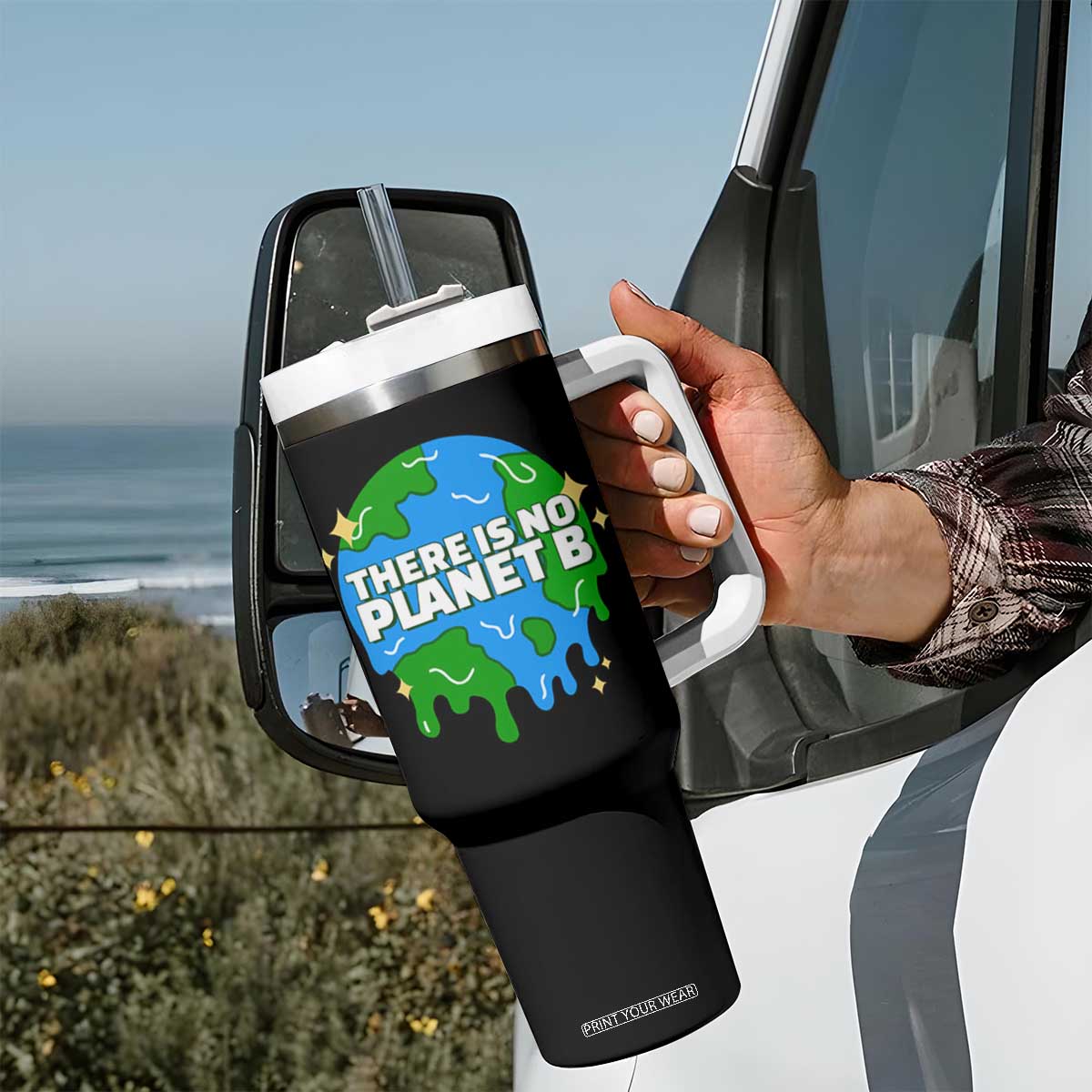 Funny Earth Day There Is No Planet B Tumbler With Handle TS11 Print Your Wear